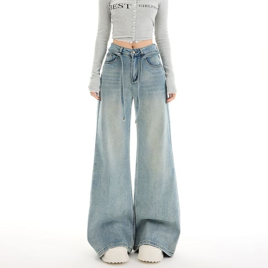 Mid Rise Washed Wide Leg Jeans (Various Designs)