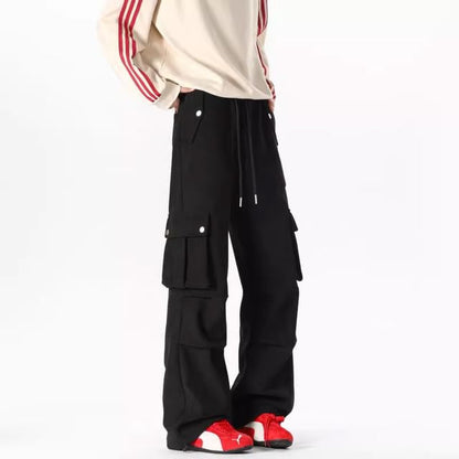 Mid Rise Corduroy Wide Leg Cargo Pants