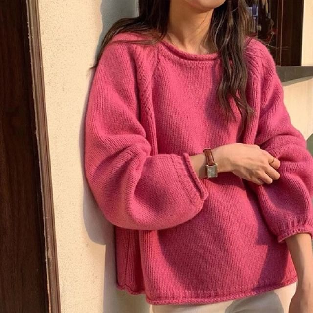 Crew Neck Plain Sweater