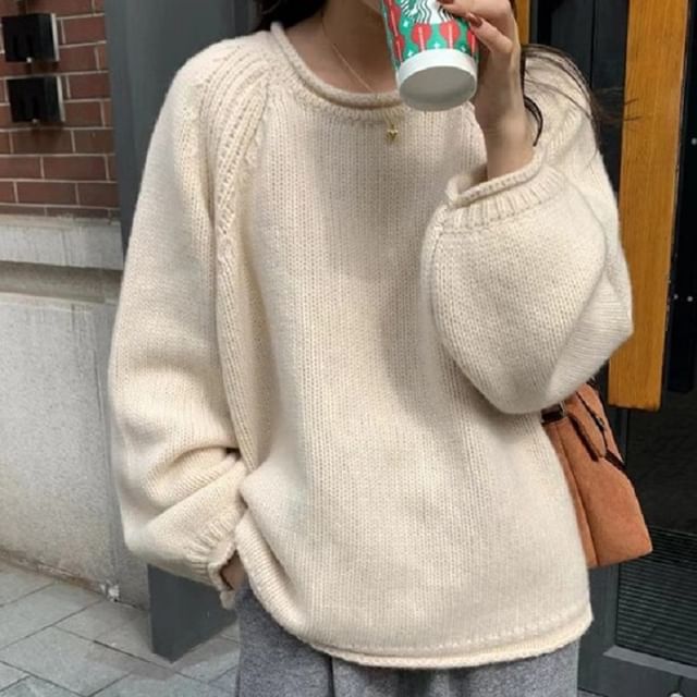 Crew Neck Plain Sweater
