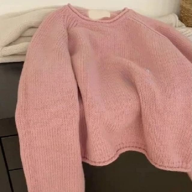Crew Neck Plain Sweater