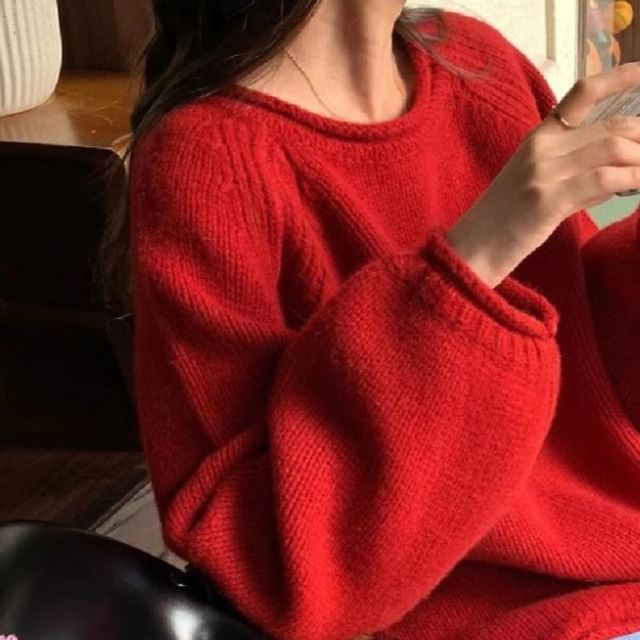 Crew Neck Plain Sweater