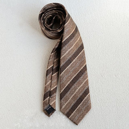 Striped Necktie & Accessory Set - Tie Clip Lapel Pin Pocket Square