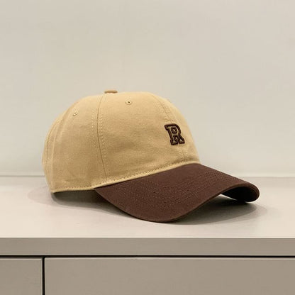 Lettering Embroidered Two Tone Baseball Cap