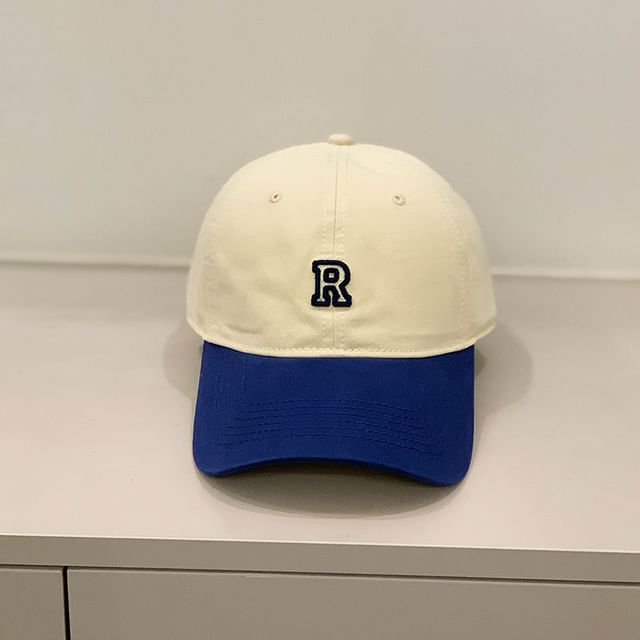 Lettering Embroidered Two Tone Baseball Cap