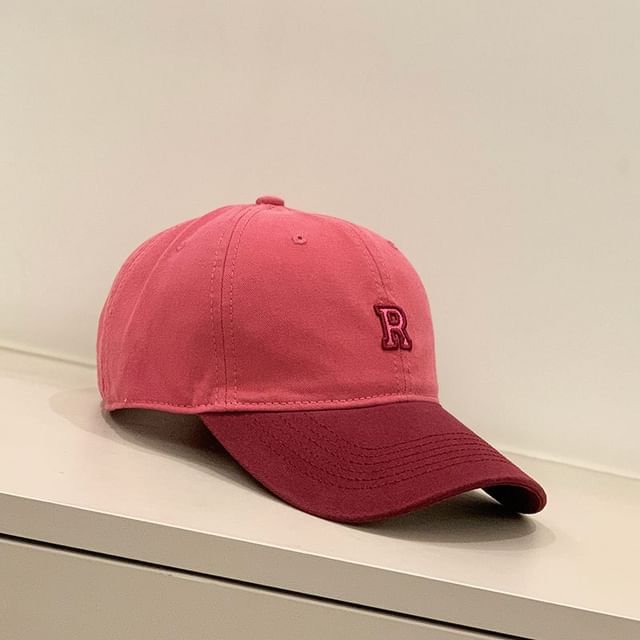 Lettering Embroidered Two Tone Baseball Cap