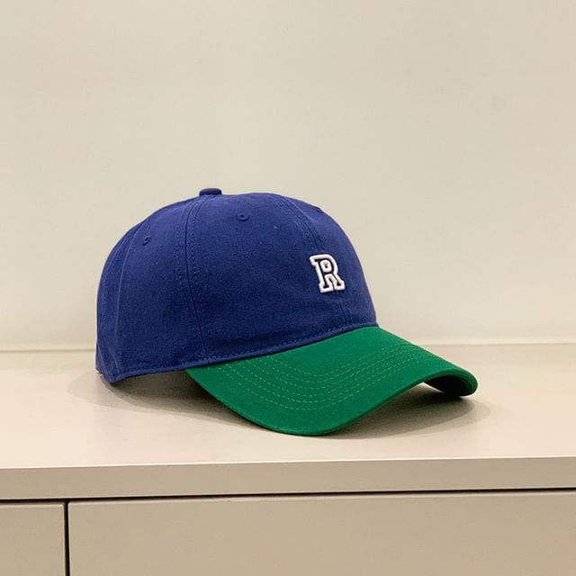 Lettering Embroidered Two Tone Baseball Cap