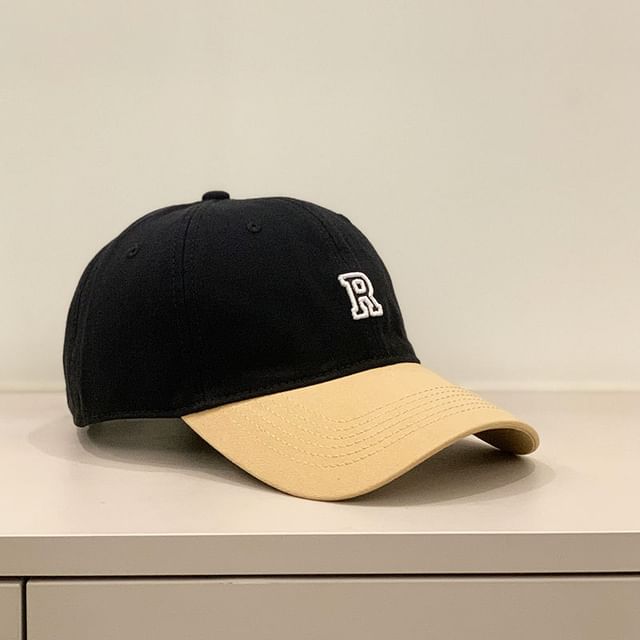 Lettering Embroidered Two Tone Baseball Cap