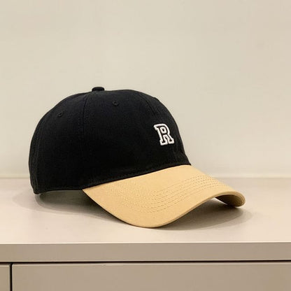 Lettering Embroidered Two Tone Baseball Cap