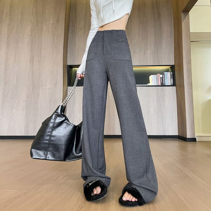 High Rise Plain Loose Fit Suit Pants (Various Designs)
