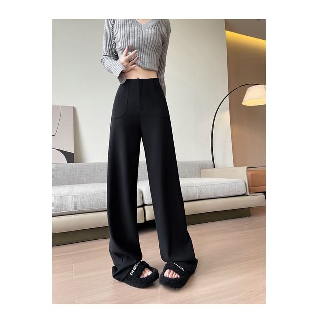 High Rise Plain Loose Fit Suit Pants (Various Designs)