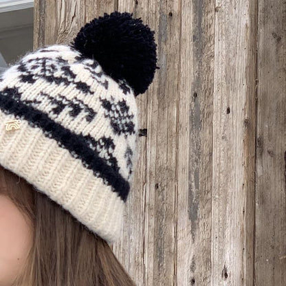 Patterned Pom Pom Beanie