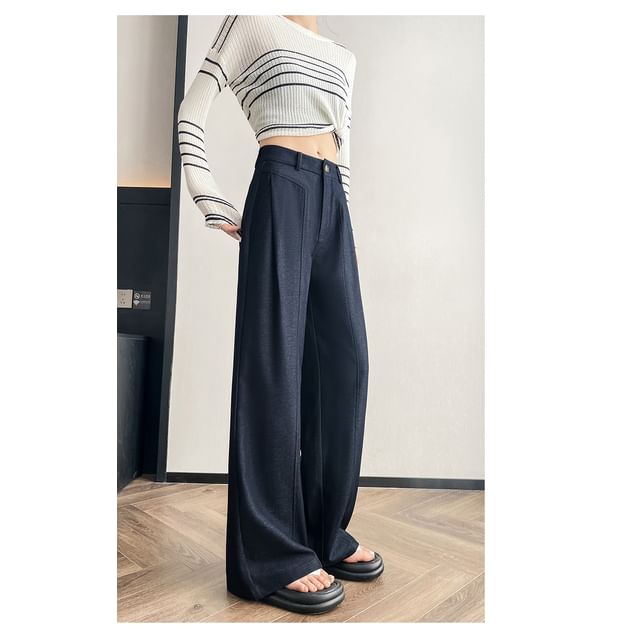 High Waist Plain Wide Leg Dress Pants