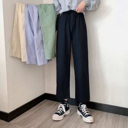 High Rise Plain Wide Leg Cargo Pants