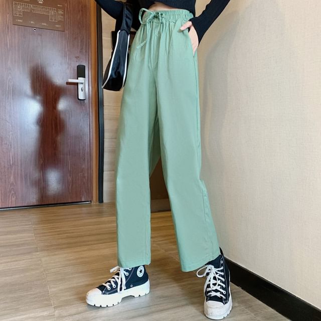 High Rise Plain Wide Leg Cargo Pants