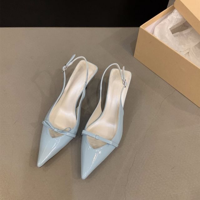 Pointy High Heel Bow Slingback Sandals