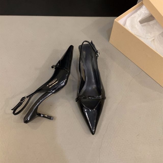 Pointy High Heel Bow Slingback Sandals