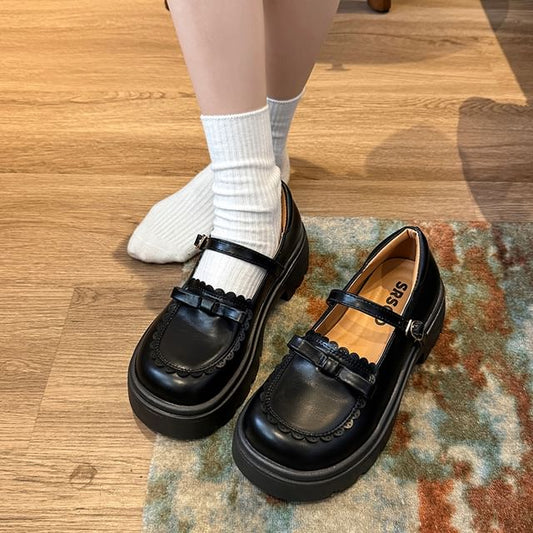 Platform Bow Mary Jane Shoes