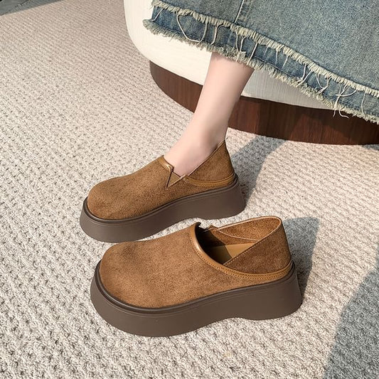 Platform Faux Suede Slip Ons
