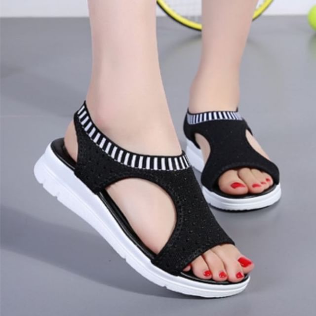 Contrast Trim Cutout Sandals