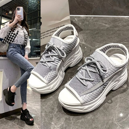Platform Cutout Peep-Toe Sneakers