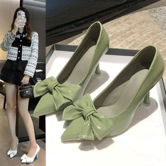 Pointy Bow High Heel Pumps