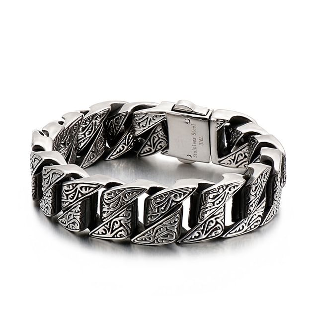 Debossed Stainless Steel Bracelet