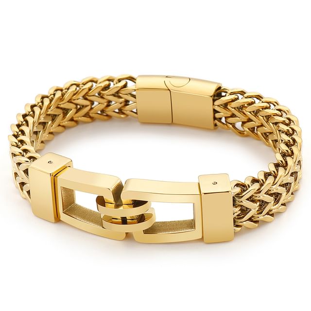 Double Curb Cuban Link Bracelet in Steel