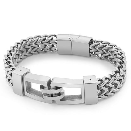 Double Curb Cuban Link Bracelet in Steel
