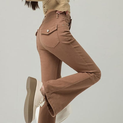 High Waist Washed Bootcut Jeans (Various Designs)