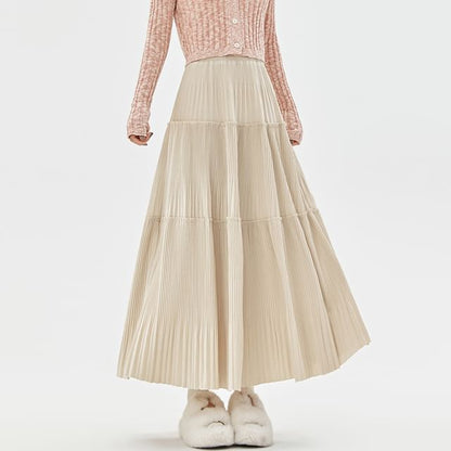 High Rise Midi A-Line Velvet Skirt