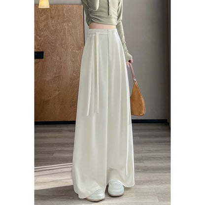 High Rise Asymmetrical Plain Wide Leg Pants (Various Designs)