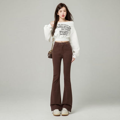 High Waist Washed Bootcut Jeans (Various Designs)