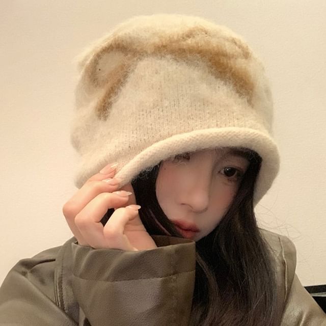 Bow Print Knit Beanie