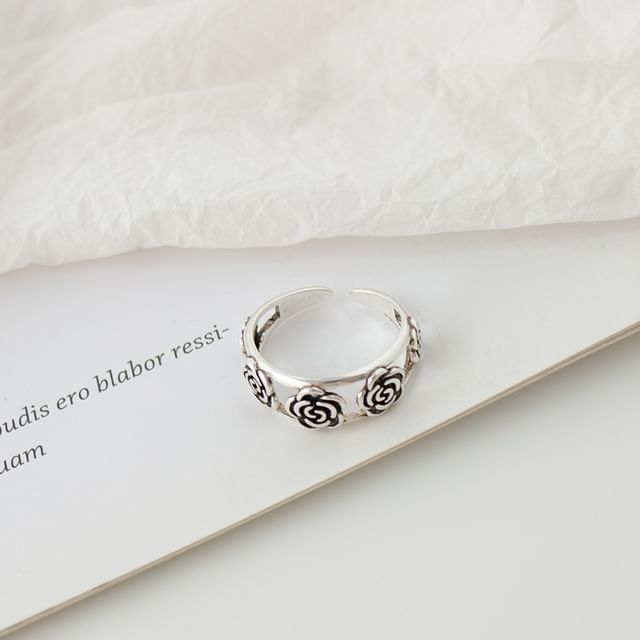 Flower / Rhinestone Open Ring / Set