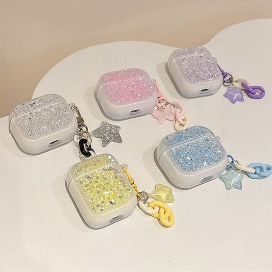 Sequined AirPods / Pro Earphone Case Skin with Charm (Various Designs)