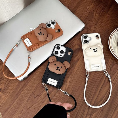 Puffed Bear Phone Case with Strap