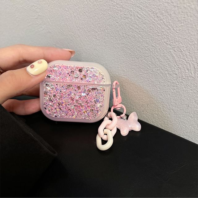 Sequined AirPods / Pro Earphone Case Skin with Charm (Various Designs)
