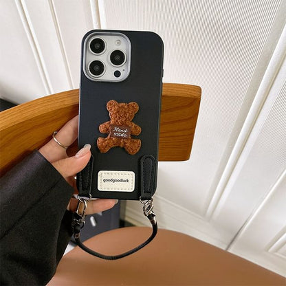 Bear Applique Phone Case with Strap