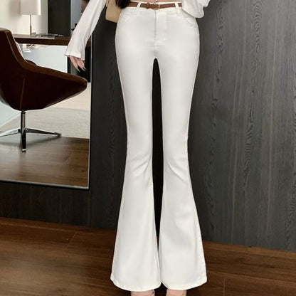 High Waist Plain Flared Pants