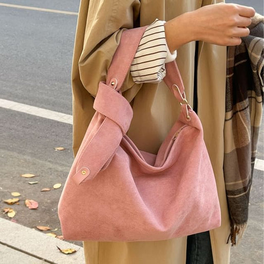 Plain Faux Suede Tote Bag