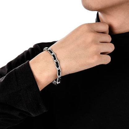 Chained Faux Leather Bracelet