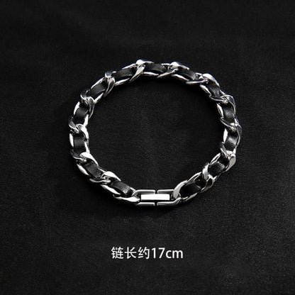 Chained Faux Leather Bracelet