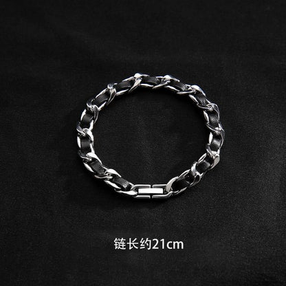 Chained Faux Leather Bracelet