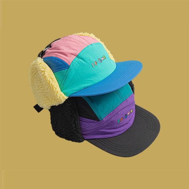Cap Color Lettering Earflap Block