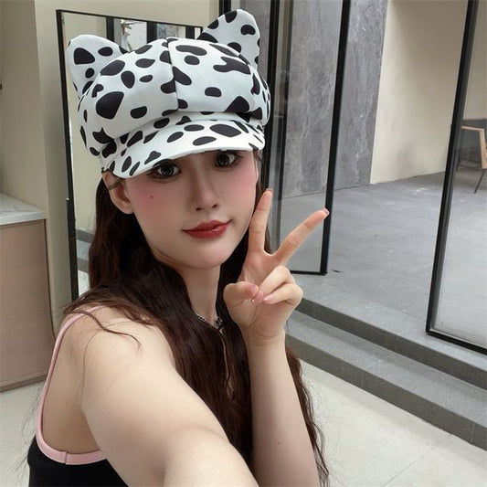 Patterned Cat Ear Cap Newsboy