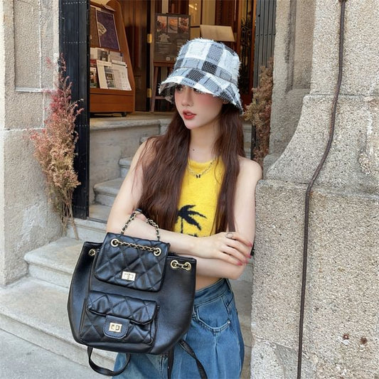 Distressed Hat Patchwork Bucket