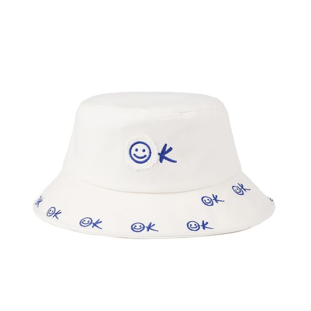 Embroidered Smiley Hat Bucket Face