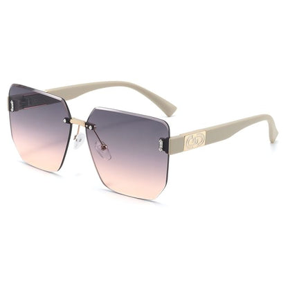 Oversized Geometric Rimless Sunglasses