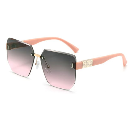 Oversized Geometric Rimless Sunglasses
